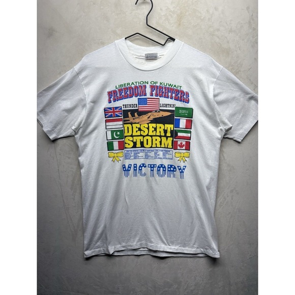 Hanes Other - VTG 90s Desert Storm Freedom Fighters T-Shirt Mens Large Hanes 50/50 Made In USA
